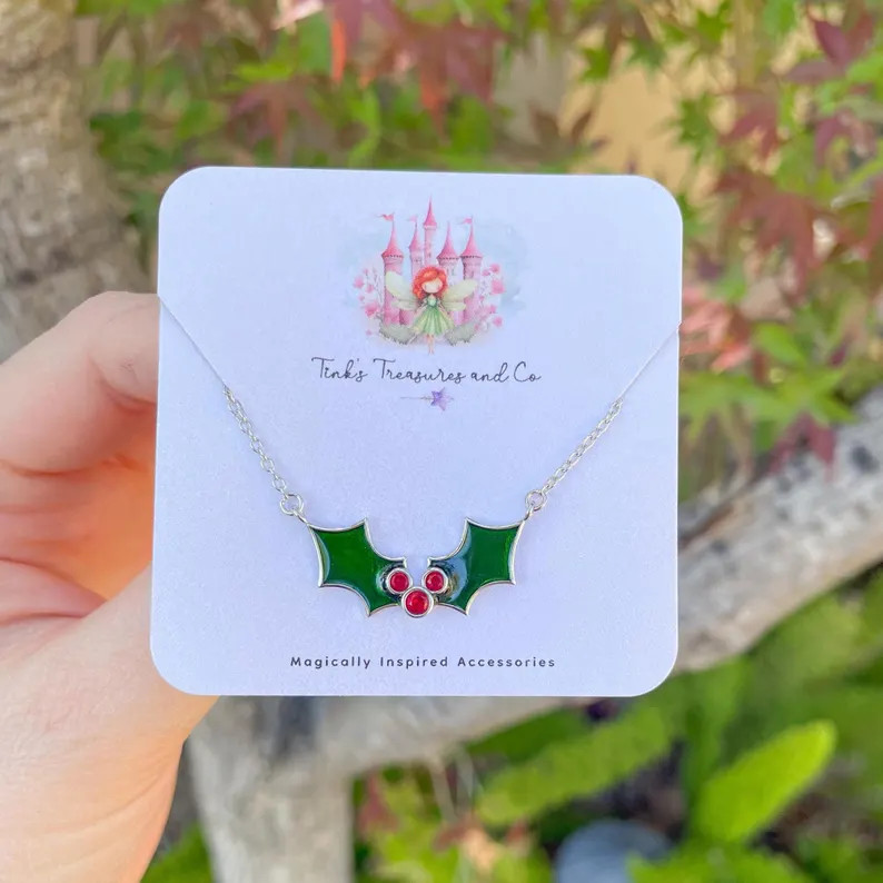 Mouse Holly Berry Necklace - Etsy | Etsy (US)