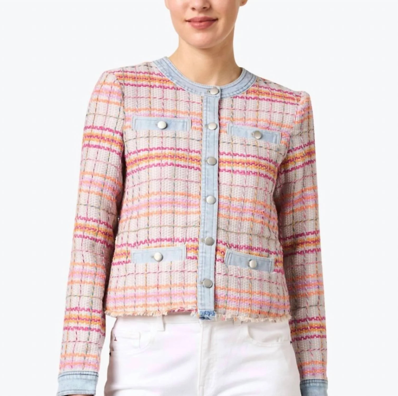 Tweed Jacket In Multi Tweed | Shop Simon