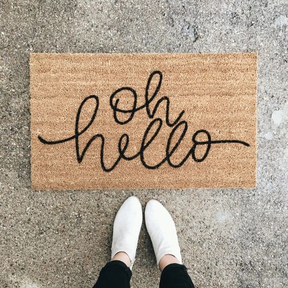 hello welcome mat | hand painted, custom doormat | cute doormat | outdoor doormat | wedding gift | h | Etsy (US)