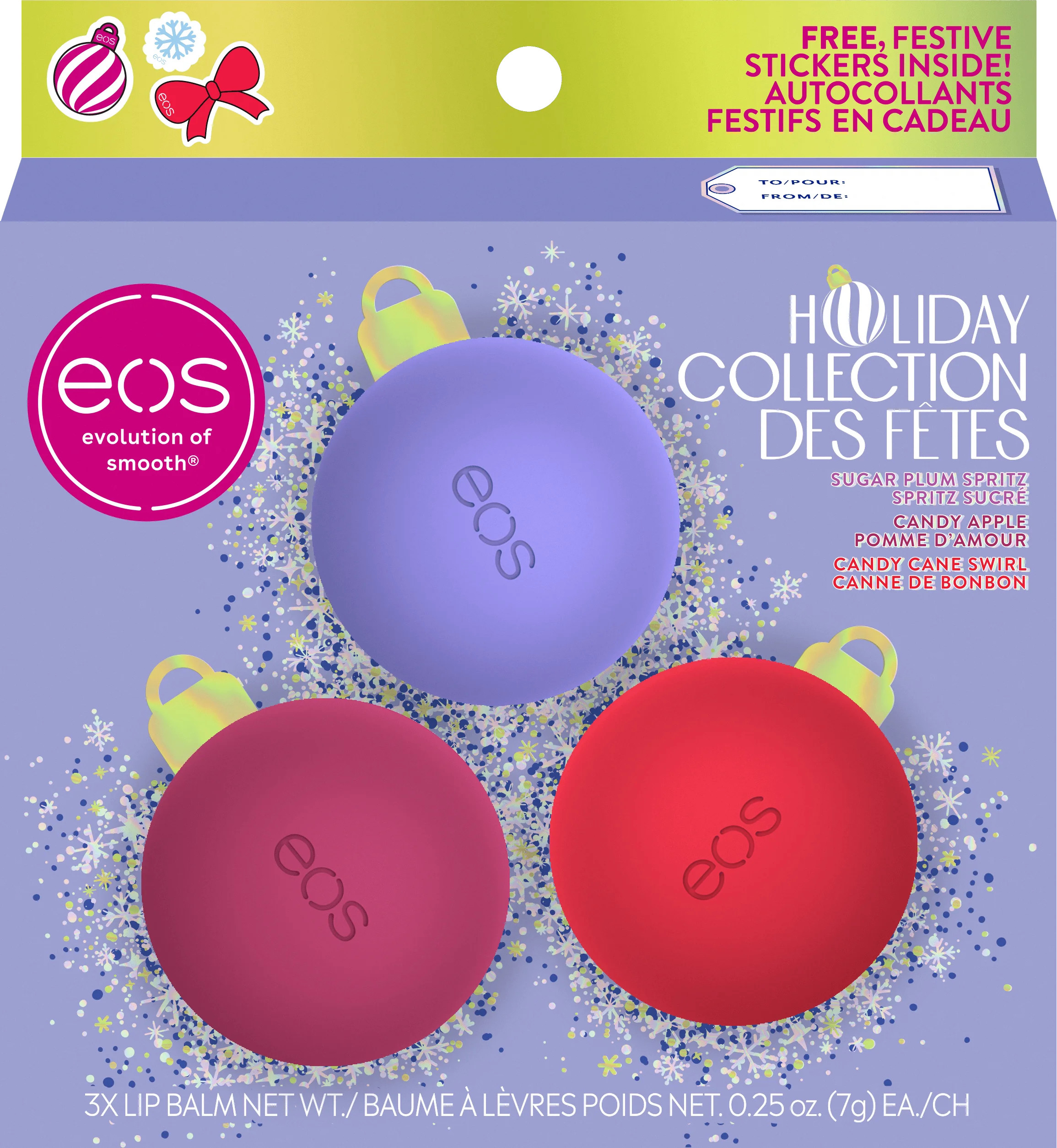 eos Holiday Sphere Gift Set, Candy Cane Swirl, Sugar Plum Sprtiz, Candy Apple, 3-pack, 0.75 oz | Walmart (US)