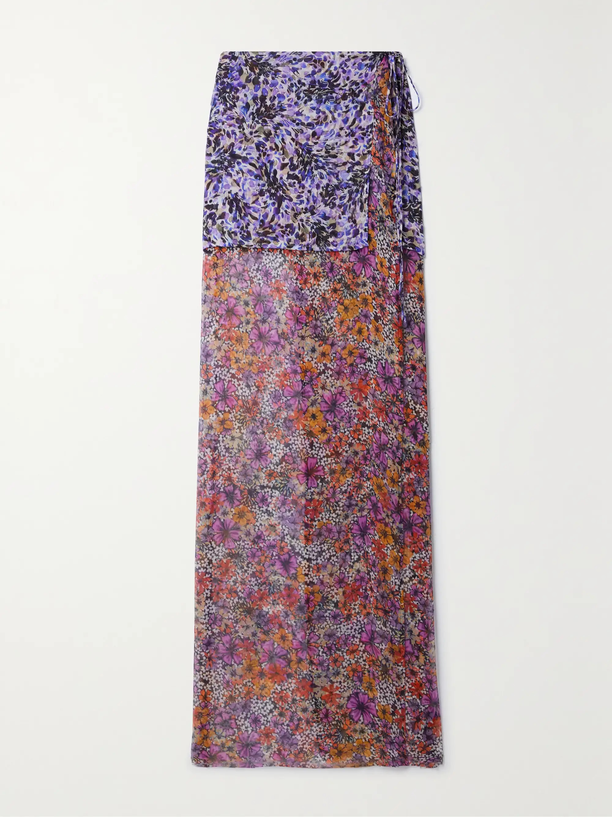 Layered floral-print silk-crepon wrap maxi skirt | NET-A-PORTER (UK & EU)