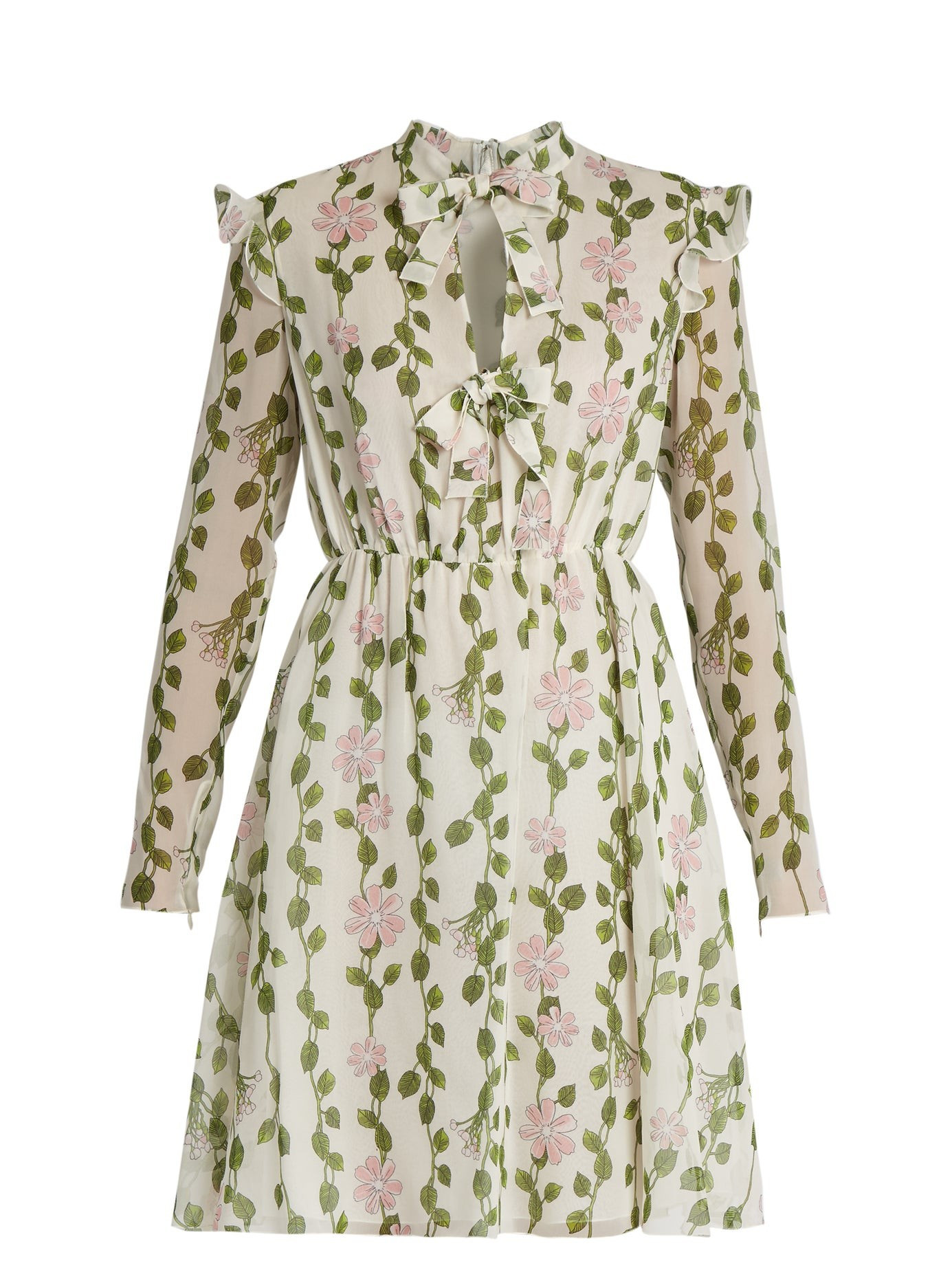 Floral-print long-sleeved silk-chiffon dress | Matches (US)