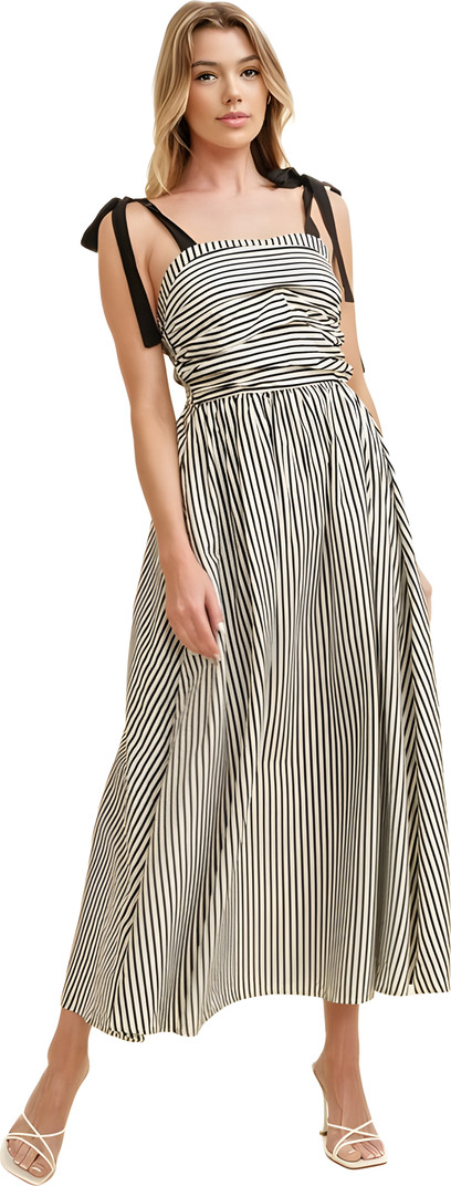 Striped Shoulder Tie Maxi Dress Fall Maxi Dress Fall Dress Maxi Fall Dress Outfit Inspo | Nordstrom