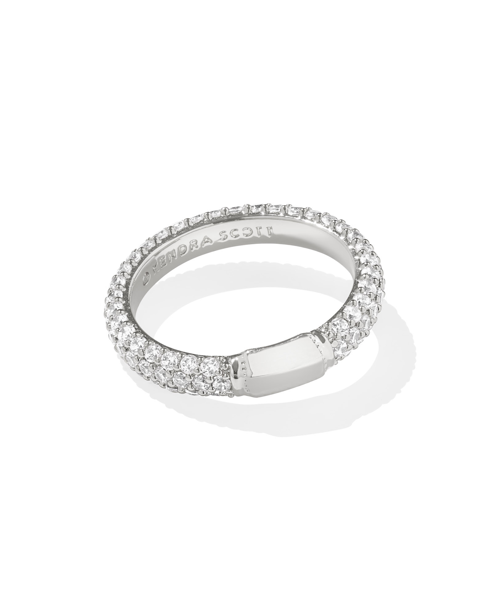 Emery Silver Band Ring in White Crystal | Kendra Scott
