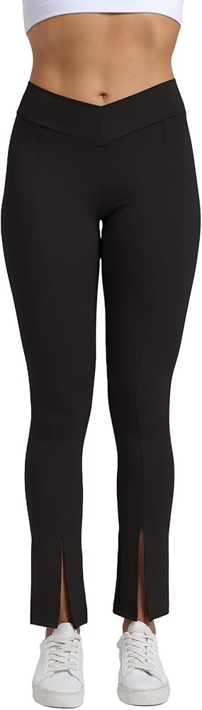 ABOCIW Crossover Flare Leggings for Women V Back Scrunch Butt Lifting Wide Leg Bootcut High Waist... | Amazon (US)