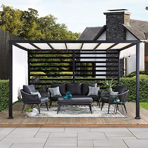 Sunjoy Maverick 10 ft. x 12 ft. Modern Steel Pergola with White Adjustable Shade | Amazon (US)