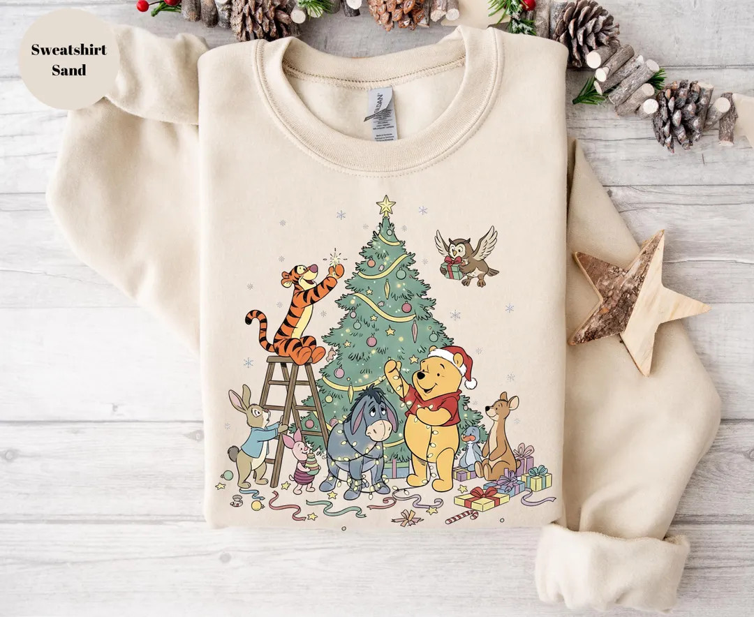 Disney Christmas Winnie the Pooh Sweatshirt ,Winnie The Pooh And Friends Sweatshirt, Disney Chris... | Etsy (US)