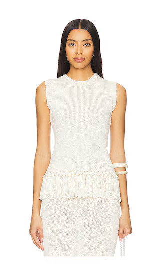 4th & Reckless Lauryn Knit Fringe Top in Beige. - size M | Revolve Clothing (Global)