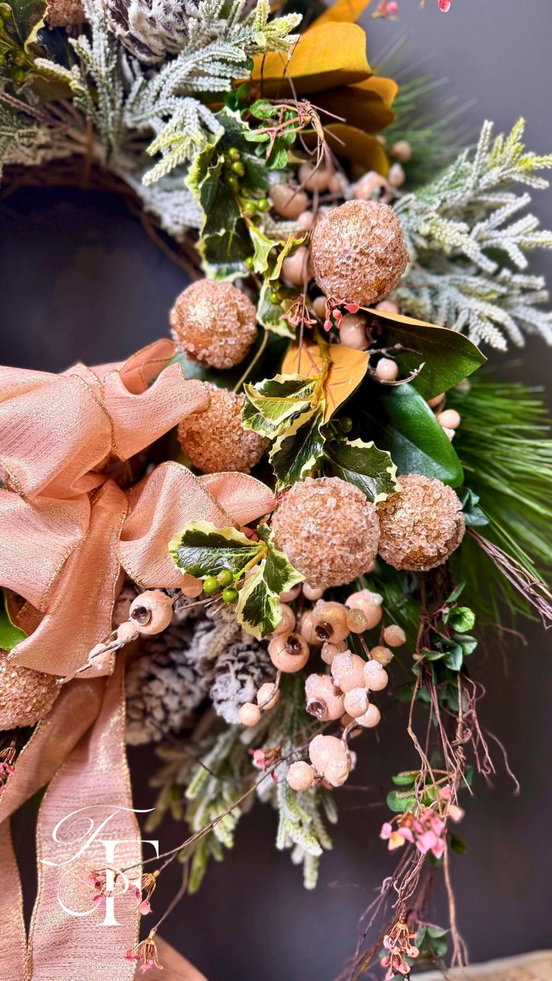 Bring a little sweetness to the season with this adorable holiday faux wreath! Filled with pretty faux branches, magnolia leaves, berries, and vines, it’s the perfect mix of winter magic and pink perfection. 🌸✨ 

 #LTKHoliday #LTKSeasonal #LTKHome