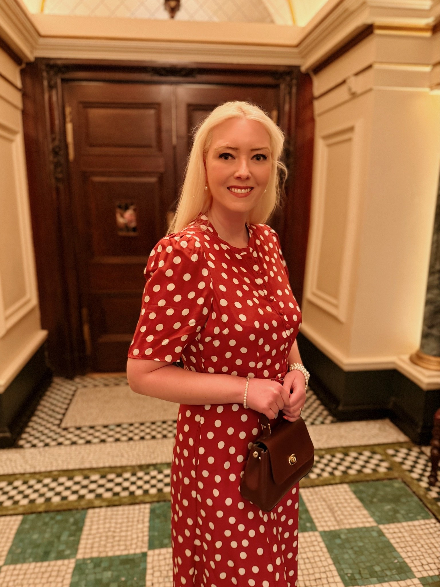 Brown polka dot dresses are one of this summer’s hottest trends. Partner with pearls and a brown top handle bag for timeless elegance.

#LTKsummer #LTKuk #LTKdatenight