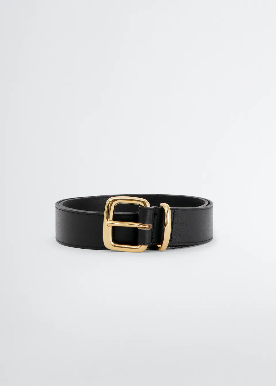 Leather belt with contrasting buckle -  Women | Mango United Kingdom | MANGO (UK)