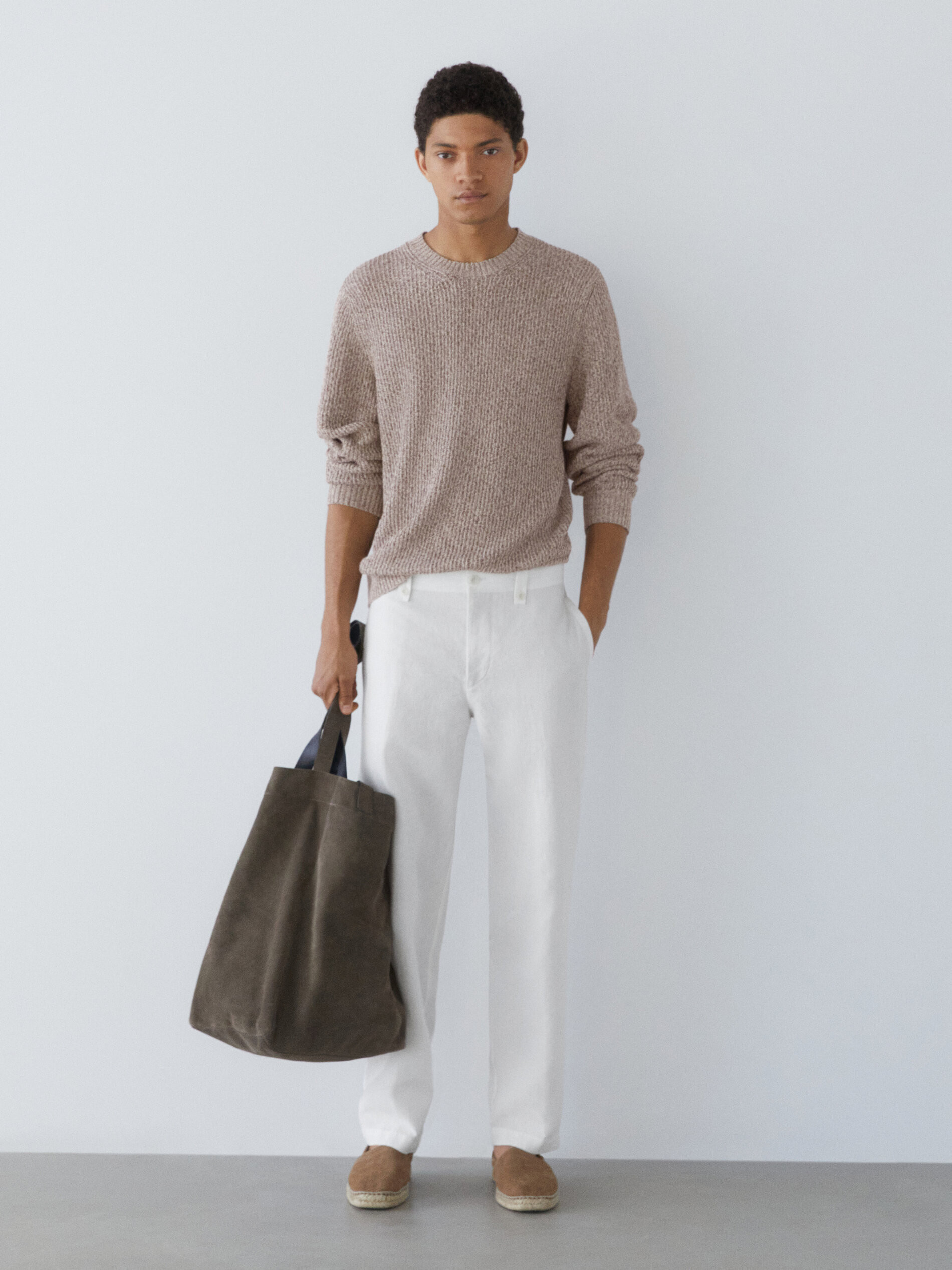 100% cotton crew neck sweater | Massimo Dutti US