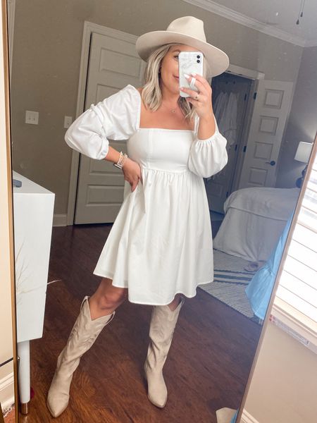 How to style a white dress for fall!! White amazon dress size small and true to size. Great quality and not see through. Amazon finds. Amazon dress. 

#LTKSeasonal #LTKHoliday #LTKunder50