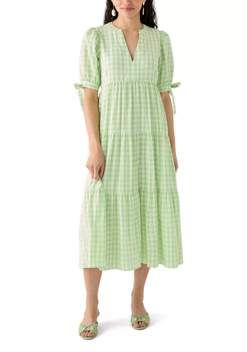 Women's Checkered Midi Tiered Dress | Belk