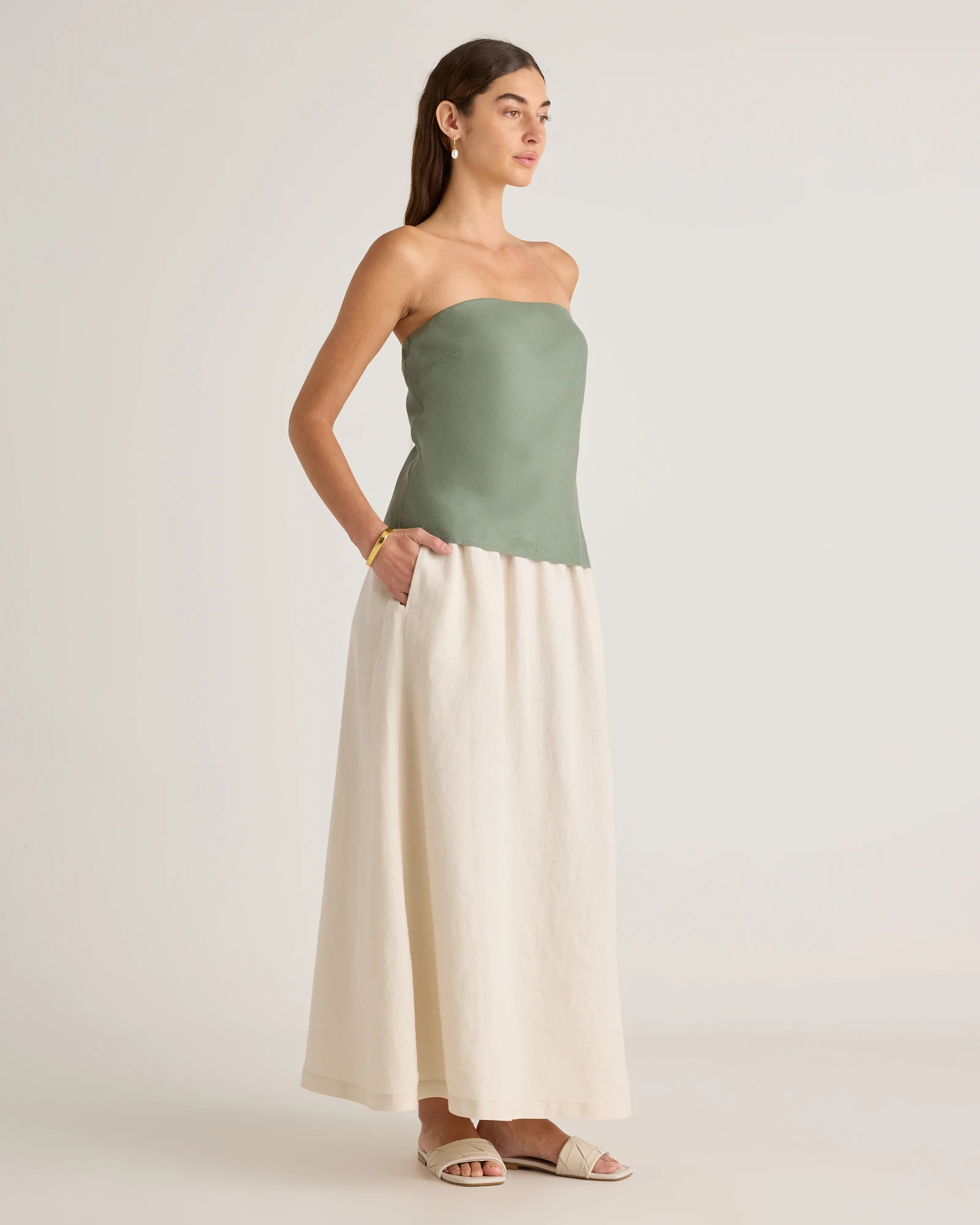 100% European Linen Strapless Top | Quince