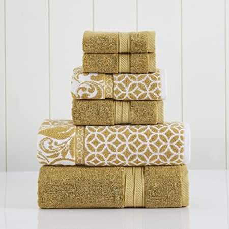 Modern Threads Trefoil Filigree 6-Piece Reversible Yarn Dyed Jacquard Towel Set - Bath Towels, Ha... | Amazon (US)