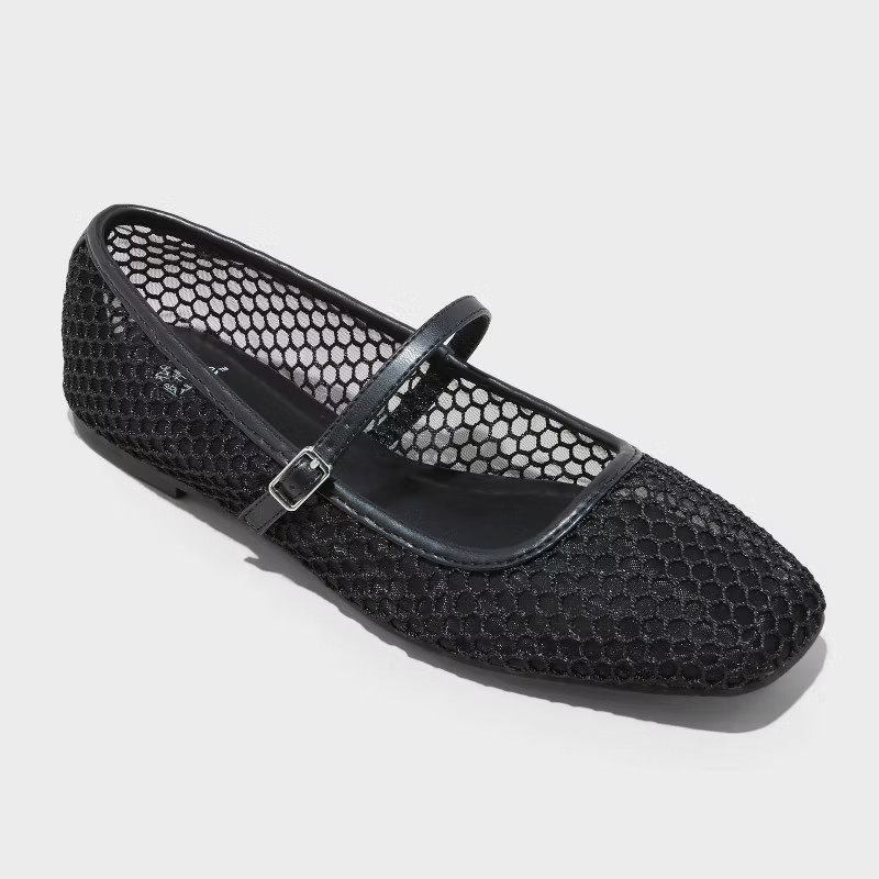 Women's Elsa Mesh Ballet Flats - Wild Fable™ Jet Black 5.5 | Target