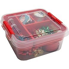 Amazon.com: Simplify 5 Compartment Gift Supply Storage Box | 2 Tier Box | Red | Clear Top Lid | Dime | Amazon (US)