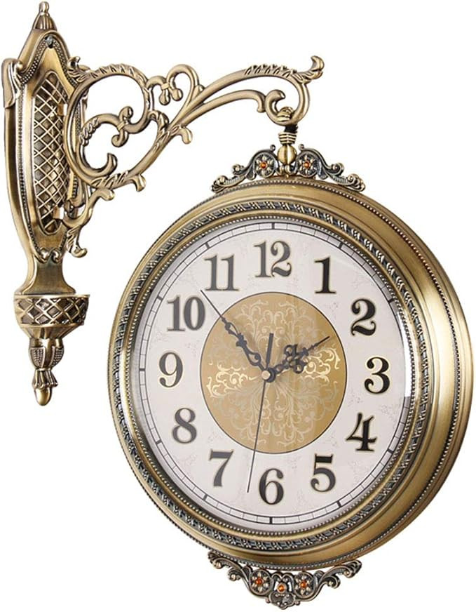 Retro Station Clock European Style Double-Sided 360°Rotating Wall Clock Creative Quartz Movement... | Amazon (US)