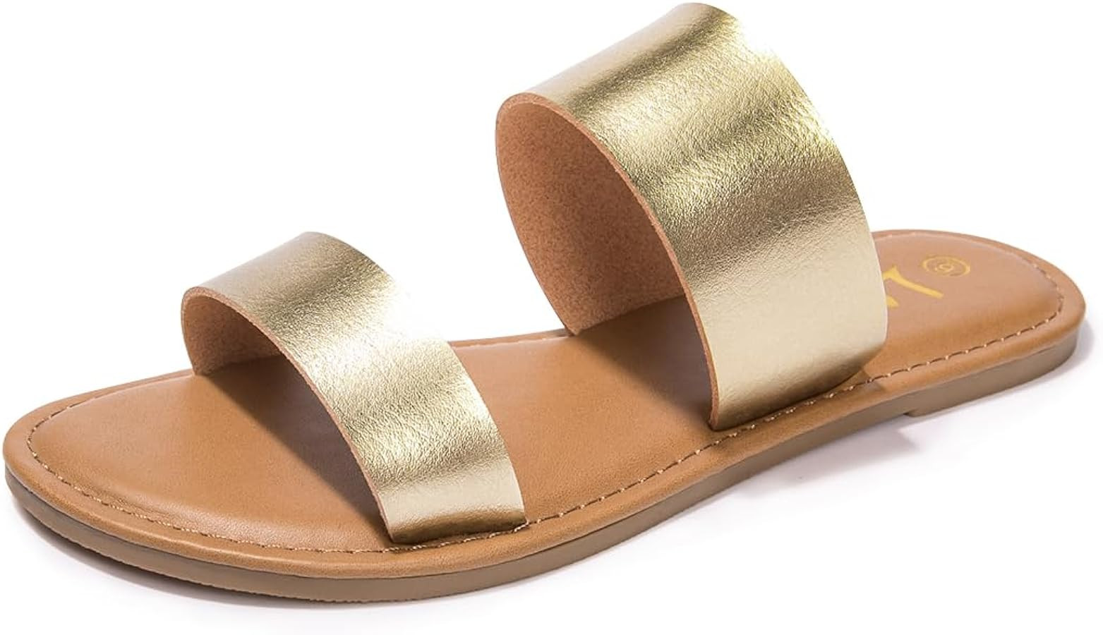 LM Women's Braided Slide Sandals Open Toe Two Band Slip On Flat Sandals Casual Summer Sandals | Amazon (US)