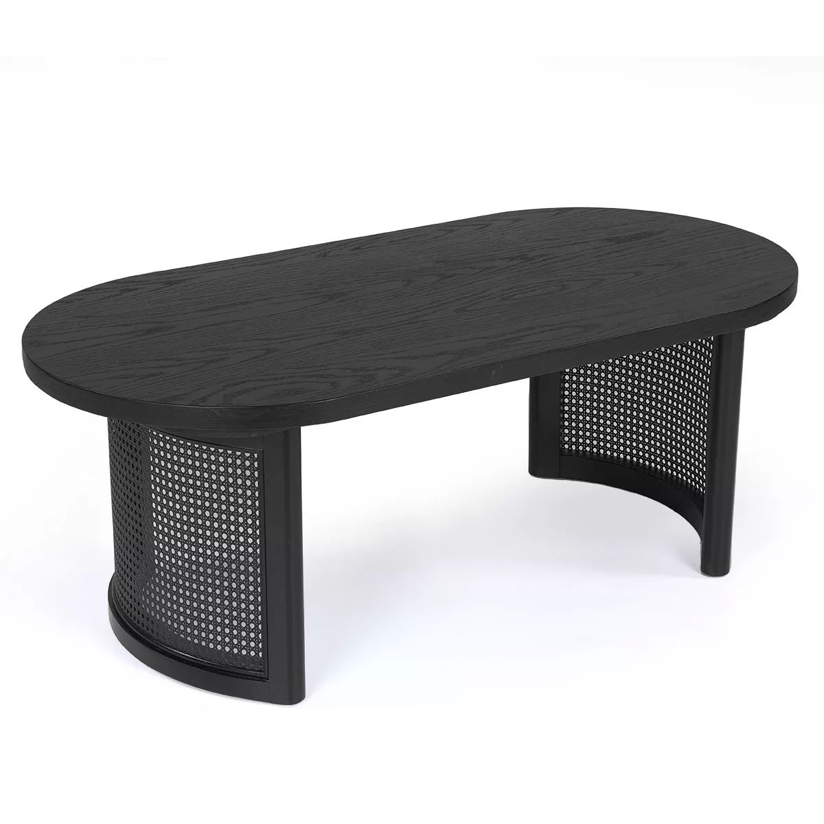 Aodai 48 Oval Rectangle Black Coffee Table,Breathable Rattan Double Pedestal Legs with 48 Inch Co... | Target