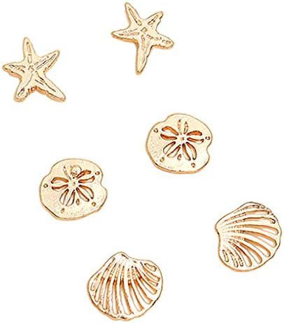 Rosemarie Collections Women's Beach Stud Earrings Set of 3 Starfish Sand Dollar Shell | Amazon (US)