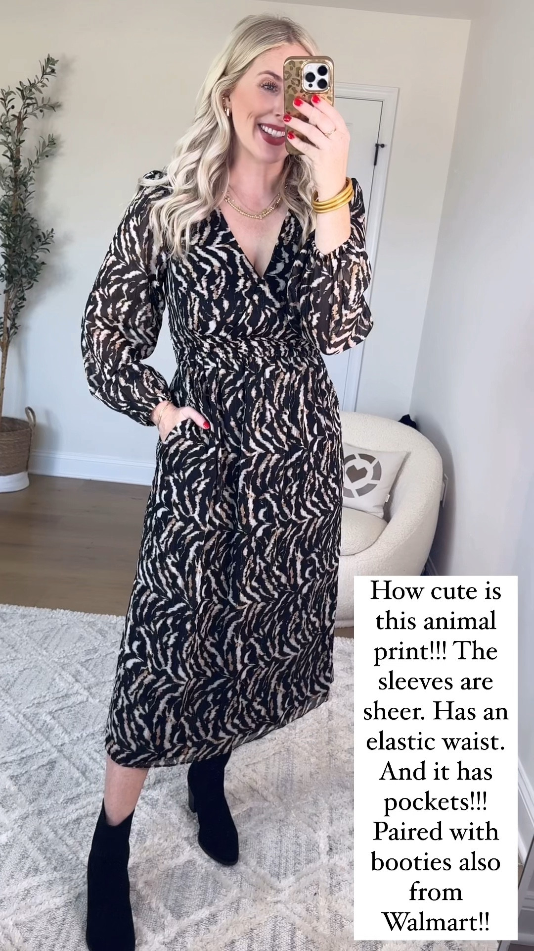 Walmart try on, animal print dress, Walmart outfit, Walmart fashion, midi dress, black booties 

#LTKFindsUnder50 #LTKVideo #LTKStyleTip