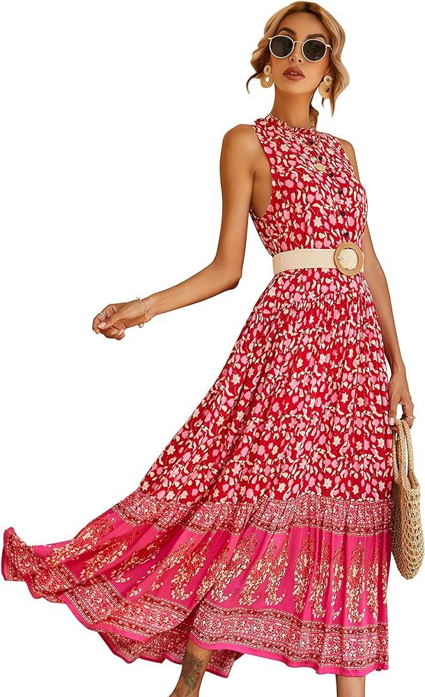 R.Vivimos Women's Summer Sleeveless Floral Print Button Up  - Amazon Fashion - Amazon Dress  | Amazon (US)