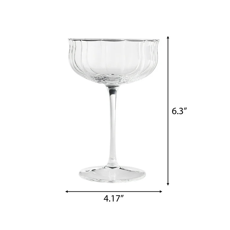 The Pioneer Woman Colette 8-Ounce Scalloped Cocktail Glasses, Clear, Set of 4 | Walmart (US)