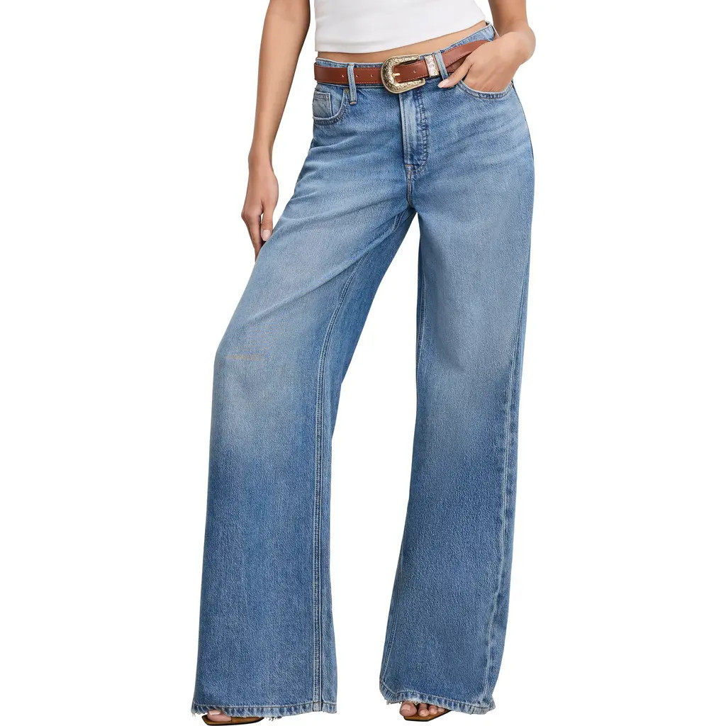 Good American Weightless Good Standard Ease Wide Leg Jeans in Indigo961 at Nordstrom, Size 4 | Nordstrom