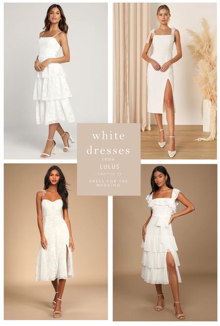 White dresses on sale at Lulus. Selected spring dresses on sale 3/22 with code spring24. Bridal shower dress, bride to be dress, rehearsal dinner dress, wedding welcome party dress, little white midi dress, white dress under 100, bachelorette party dress, bride dresses, graduation dress. 

#LTKparties #LTKwedding #LTKSeasonal