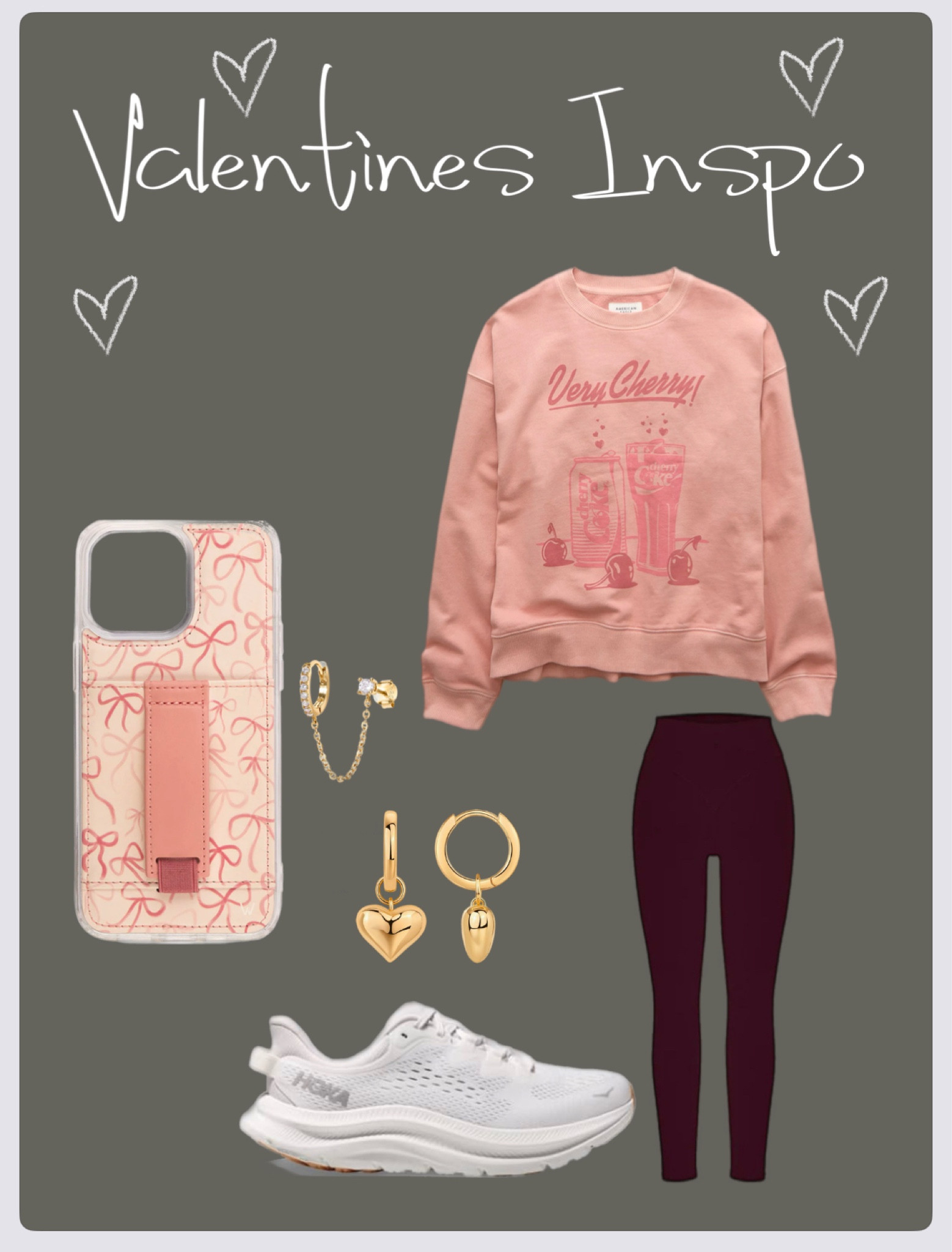 Valentines outfit inspo 🍒🤎🎀

Bows 
Walli phone case 
Pavoi heart earrings 
Hoka shoes 
Aerie sweatshirt 
Wine red vitality leggings 

#LTKActive #LTKSaleAlert #LTKSeasonal