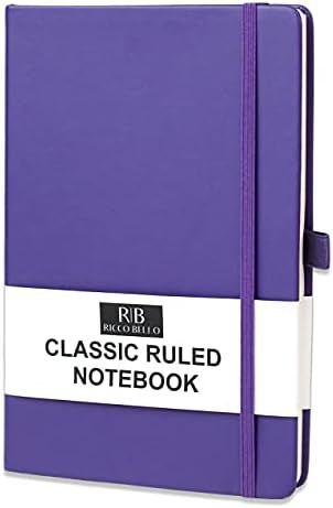 RICCO BELLO College Ruled Hardcover Lined Lay Flat Journal Notebook - Vegan Friendly Faux Leather... | Amazon (US)