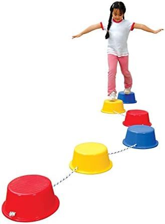 School Smart Stepping Buckets Balance Builders - 5 x 12 inch - Set of 6 - 2 Each of 3 Primary Colors | Amazon (US)