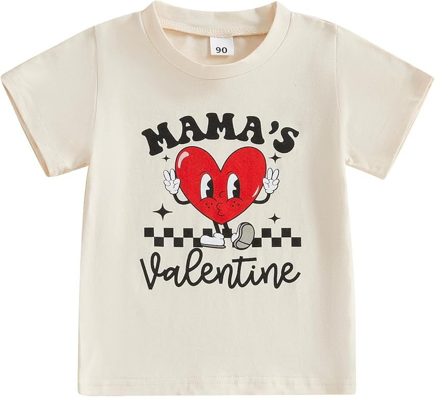 Baby Boy Girl Valentines Day Outfit Letters Heart Graphic Tee Shirts Tops Toddler Boy Valentines ... | Amazon (US)