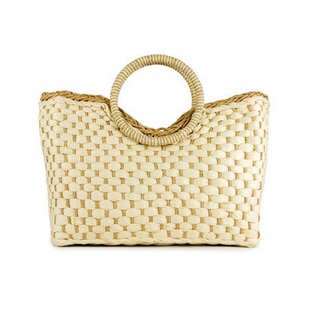 MAGID WOMEN'S WOVEN STRAW HANDBAG WITH CIRCLE HANDLE | Walmart (US)