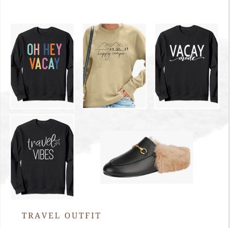 Travel Sweatshirts * Vacation Look * Airport Look * Travel Outfit * Chic * Travel * Cozy Travel * Shoes * Mules *