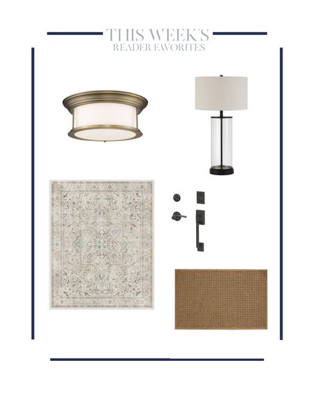 Reader favorites from the blog this week! My desk lamps, front door handle set, indestructible doormats, and my living room Ruggable, as well as a beautiful aged brass flush mount I shared.

#LTKhome #LTKSeasonal #LTKunder100