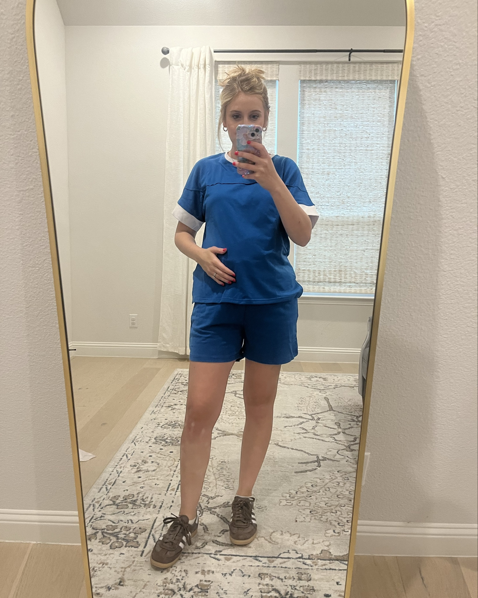 This 2 piece set is another winner! It’s super comfortable and I love to throw it on to go run errands! The shirt looks cute with leggings or jeans too! This set comes in lots of colors! Bump friendly. Wearing a size medium 

#LTKActive #LTKStyleTip #LTKFindsUnder50