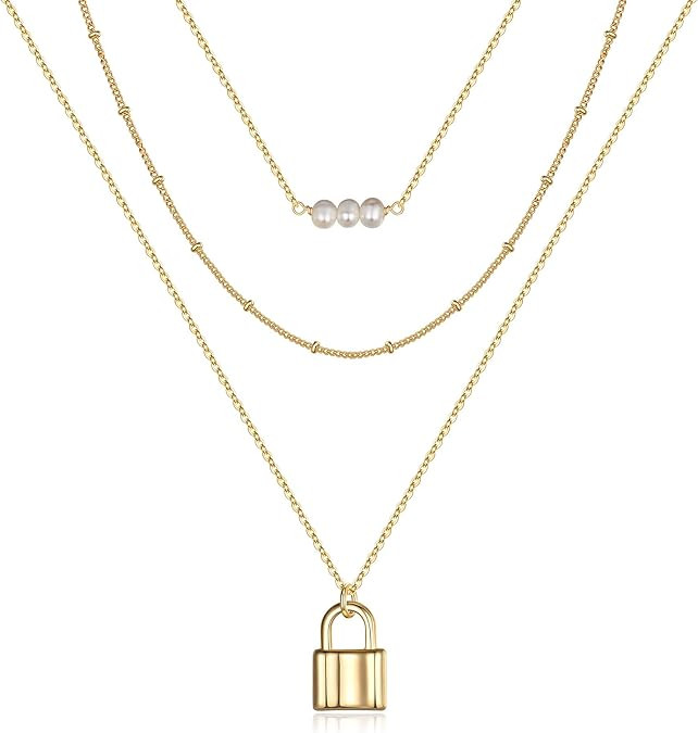 Turandoss Dainty Layered Choker Necklace, Handmade Y Pendant Necklace Multilayer Bar Disc Necklac... | Amazon (US)