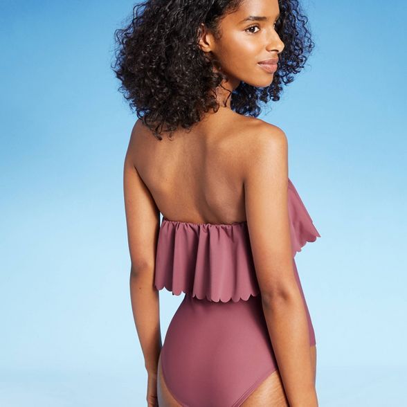 Women's Scalloped Flounce Medium Coverage One Piece Swimsuit - Kona Sol™ Mulberry | Target