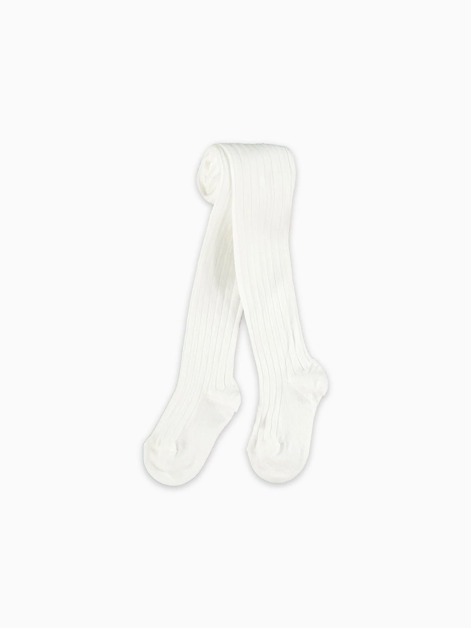 White Ribbed Kids Tights | La Coqueta (US)