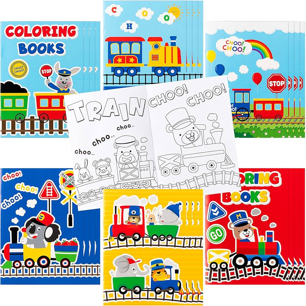 JAPBOR 24pcs Train Coloring Books for Kids, Transportation Trains Coloring Pages Colouring Book B... | Amazon (US)