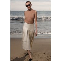 Contessa Skirt - Glass Green Linen | Heidi Merrick