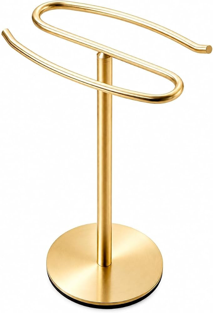 Brusehd Light Gold Hand Towel Holder Stand,13 Inch Free-Standing Towel Rack, SUS304 Stainless Ste... | Amazon (US)