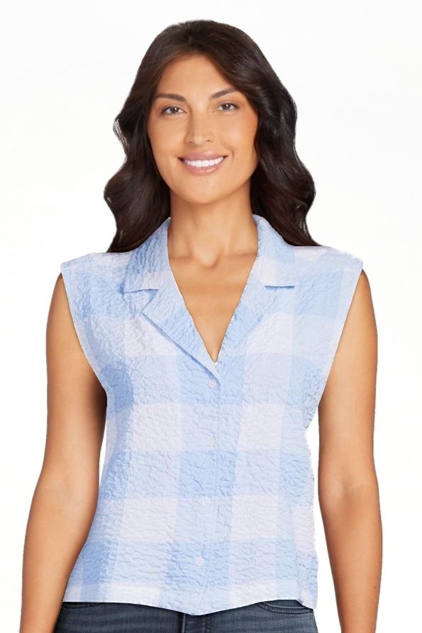 Time and Tru Women's Button Down Gingham Top | Walmart (US)