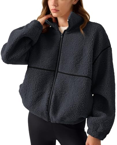 LASLULU Womens Fuzzy Sherpa Fleece Jacket Zip Up Oversized Sweatshirts Long Sleeve Winter Clothes... | Amazon (US)