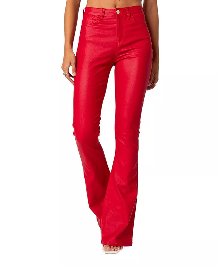 Luna Faux Leather Flare Jeans | Bloomingdale's (US)