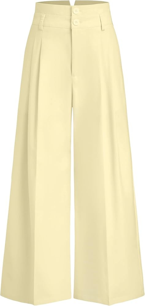 CIDER Women Linen Pants Women Wide Leg High Waist Trousers Pleated Pants with Pocket | Amazon (US)