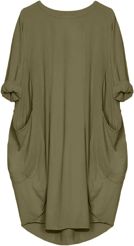 Kidsform Women's Tunic Dress Loose Long Sleeve Plain Solid Oversized Baggy Party Shirt Mini Short... | Amazon (US)
